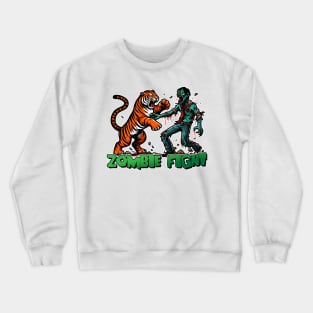 Tiger vs Zombie Fight Crewneck Sweatshirt